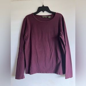 Eddie Bauer burgundy long-sleeve T-shirt, size Medium.